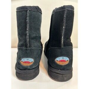 EMU RIDGE AUSTRALIA BLACK SUEDE MERINO WOOL PULL-ON BOOTS~SIZE-WOMEN 8
